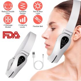 Double Chin Reducer Machine Electric Face Lift Device V Face Shaping Massager with Red Blue Light 4 Mode 3 Intensity Level Adjustable Belt Double Chin Reducer Machine Electric Face Lift Device V Face Shaping Massager with Red Blue Light 4 Mode 3 Intensity Level Adjustable Belt